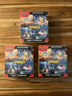 Lot of 3 Surging Sparks Booster Bundles Pokemon New Sealed - Image 1