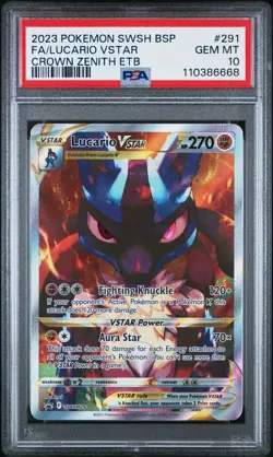 2023 POKEMON SWSH BLACK STAR PROMO #291 FULL ART/LUCARIO VSTAR PSA 10 - Image 1