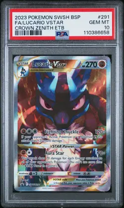 2023 POKEMON SWSH BLACK STAR PROMO #291 FULL ART/LUCARIO VSTAR PSA 10 - Image 1