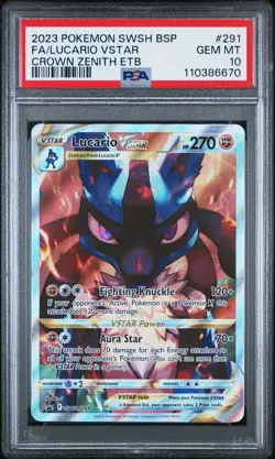 2023 POKEMON SWSH BLACK STAR PROMO #291 FULL ART/LUCARIO VSTAR PSA 10 - Image 1
