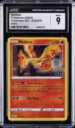 2022 POKEMON POKEMON GO, HOLO #012/078 MOLTRES CGC 9 - Image 1