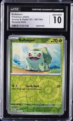 2023 POKEMON SCARLET & VIOLET 151 #001/165 BULBASAUR CGC 10 GEM MINT - Image 1