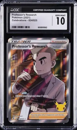2021 POKEMON CELEBRATIONS #024/025 PROFESSOR'S RESEARCH CGC 10 GEM MINT - Image 1