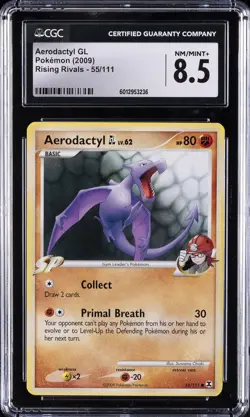 2009 POKEMON RISING RIVALS #55/111 AERODACTYL GL CGC 8.5 - Image 1