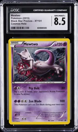 2015 POKEMON BLACK STAR PROMOS, COSMOS HOLO #XY101 MEWTWO CGC 8.5 - Image 1