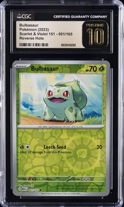 2023 POKEMON SCARLET & VIOLET 151, REVERSE HOLO BULBASAUR CGC 10 PRISTINE - Image 1