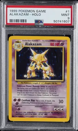 1999 POKEMON BASE SET UNLIMITED #1 ALAKAZAM-HOLO PSA 9 - Image 1