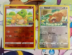 Numel and Bidoof Reverse Holo NM Peelable Ditto Pokemon GO Set Pokemon TCG - Image 1