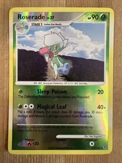Pokemon TCG Roserade Secret Wonders 17/132 Reverse Holo Holo Rare LP - Image 1