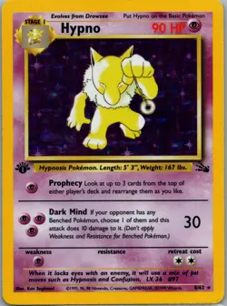 Fossil #08/62 Hypno (23) 1st Edition Pokemon HP Free Shipping - Image 1