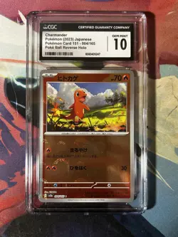 2023 Gem Mint 10 Pokemon Charmander 004/165 Reverse 151 SV2a Japanese Poke Ball - Image 1