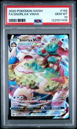 2020 POKEMON SWORD & SHIELD #142 FULL ART/SNORLAX VMAX PSA 10 - Image 1