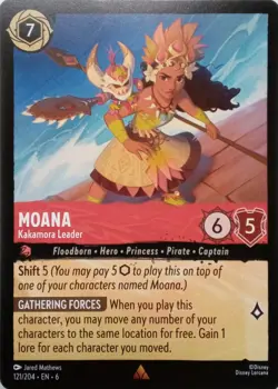 121/204 MOANA KAKAMORA LEADER AZURITE SEA RARE DISNEY LORCANA CARD - Image 1