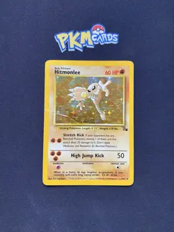 Pokemon TCG Card Hitmonlee Fossil 7/62 Holo Rare HP. - Image 1
