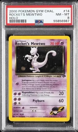 2000 POKEMON GYM CHALLENGE HOLO #14 ROCKET'S MEWTWO PSA 8 - Image 1