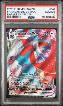 2020 POKEMON SWORD & SHIELD DARKNESS ABLAZE #144 FULL ART/SALAMENCE VMAX PSA 10 - Image 1