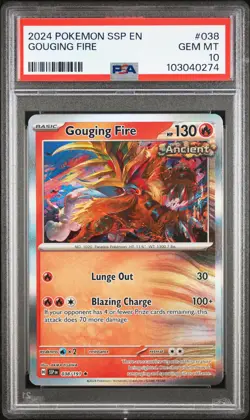 2024 POKEMON SSP EN-SURGING SPARKS #038 GOUGING FIRE PSA 10 - Image 1