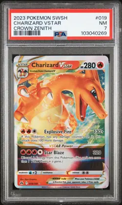 2023 POKEMON SWORD & SHIELD CROWN ZENITH #019 CHARIZARD VSTAR PSA 7 - Image 1
