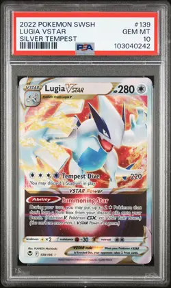 2022 POKEMON SWORD & SHIELD SILVER TEMPEST #139 LUGIA VSTAR PSA 10 - Image 1