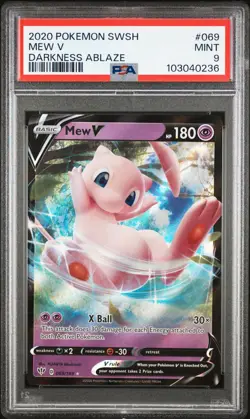2020 POKEMON SWORD & SHIELD DARKNESS ABLAZE #069 MEW V PSA 9 - Image 1