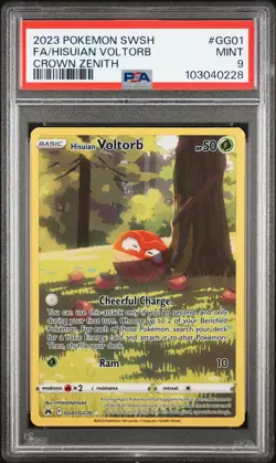 2023 POKEMON SWORD & SHIELD CROWN ZENITH #GG01 FULL ART/HISUIAN VOLTORB PSA 9 - Image 1