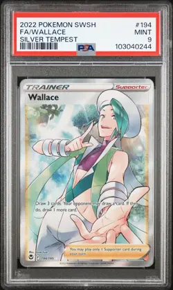 2022 POKEMON SWORD & SHIELD SILVER TEMPEST #194 FULL ART/WALLACE PSA 9 - Image 1