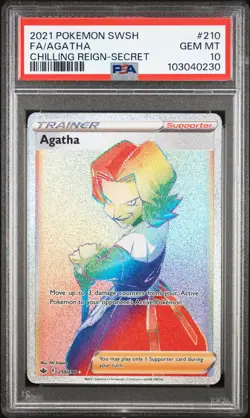 2021 POKEMON SWORD & SHIELD CHILLING REIGN SECRET #210 FULL ART/AGATHA PSA 10 - Image 1