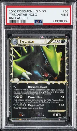 2010 POKEMON HEARTGOLD & SOULSILVER UNLEASHED #88 TYRANITAR-HOLO PSA 9 - Image 1