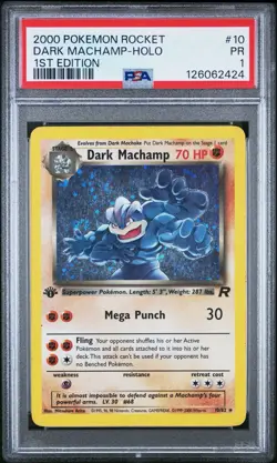 PSA 1 Dark Machamp 1st Edition Holo #10 Team Rocket 2000 Pokemon WoTC PR - Image 1