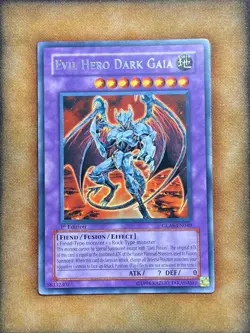 Yugioh Evil Hero Dark Gaia GLAS-EN040 Rare 1st Ed NM - Image 1