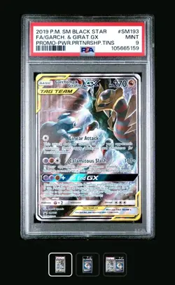 PSA 9 Garchomp & Giratina GX SM193 Tag Team Alt Art Pokemon Card - Image 1