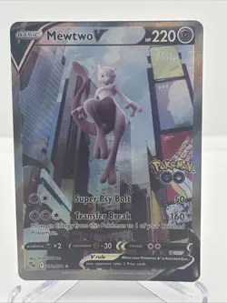 Pokemon TCG Mewtwo v Full Art Holo Ultra Rare Card Pokemon Go 072/078 - Image 1