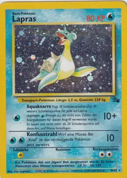 Pokemon Karte Trading Card Fossil Nr. 10/62 Lapras Holo deutsch 2 - Image 1