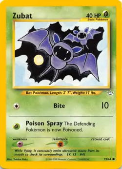 Zubat 59/64 - Neo Revelation - 1995-2000 - VINTAGE WOTC Pokemon Card - NM - Image 1
