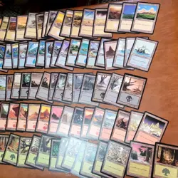 125+ OLDSCHOOL Basic Lands Collection Mostly different artworks MTG LP-HP Condit - Image 5