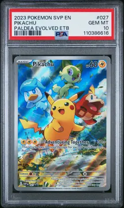 2023 POKEMON SVP EN-SV BLACK STAR PROMO #027 PIKACHU PSA 10 - Image 1