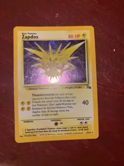 Zapdos Black Star Promo 15/62 Fossil Holo Rare Pokemon TCG 1999 Vintage LP - Image 1