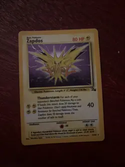 Zapdos Black Star Promo 15/62 Fossil Holo Rare Pokemon TCG 1999 Vintage LP - Image 2