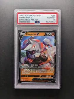 PSA 10 - 2020 Pokemon RHYPERIOR V - 095/189 - Darkness Ablaze - Image 1