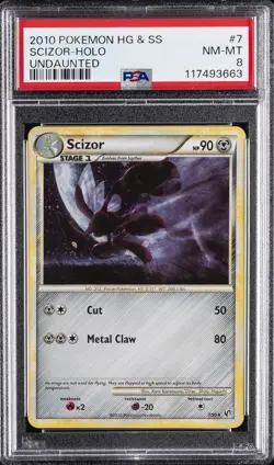 2010 POKEMON HEARTGOLD & SOULSILVER UNDAUNTED #7 SCIZOR-HOLO PSA 8 - Image 1
