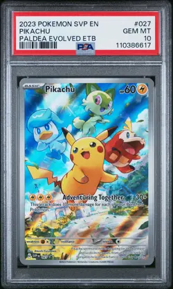 2023 POKEMON SVP EN-SV BLACK STAR PROMO #027 PIKACHU PSA 10 - Image 1