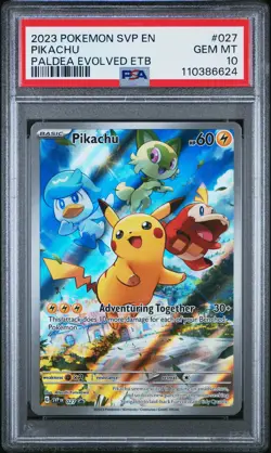 2023 POKEMON SVP EN-SV BLACK STAR PROMO #027 PIKACHU PSA 10 - Image 1