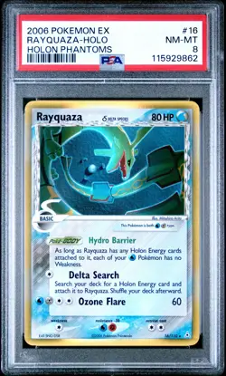 2006 POKEMON EX HOLON PHANTOMS #16 RAYQUAZA-HOLO PSA 8 - Image 1