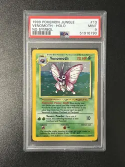 1999 Pokemon Jungle Venomoth #13 Holo No Symbol PSA 9 - Image 1