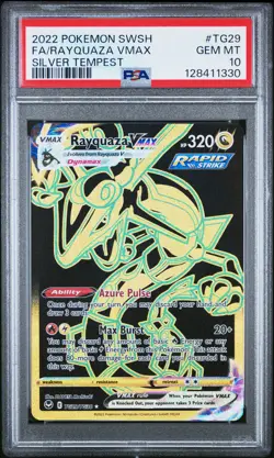 2022 POKEMON SWORD & SHIELD SILVER TEMPEST #TG29 FULL ART/RAYQUAZA VMAX PSA 10 - Image 1