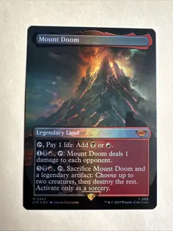 Magic MTG Mount Doom LTR 0343 Alternate Full Art Borderless Foil Rare - Image 1