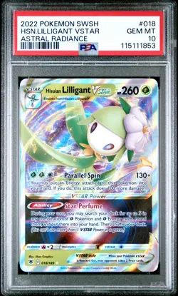 2022 POKEMON SWORD & SHIELD ASTRAL RADIANCE #018 HISUIAN LILLIGANT VSTAR PSA 10 - Image 1