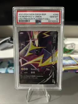 2023 Pokemon SWSH BSP FA/Morpeko V Union CRZ premium Playmat Collection PSA 10 - Image 1