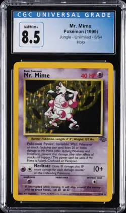 1999 POKEMON JUNGLE #6 MR. MIME-HOLO CGC 8.5 - Image 1