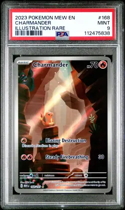 2023 POKEMON MEW EN-151 ILLUSTRATION RARE #168 CHARMANDER PSA 9 - Image 1
